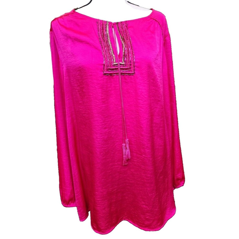 Lane Bryant Silky Beaded Top Size 18/20 Pink